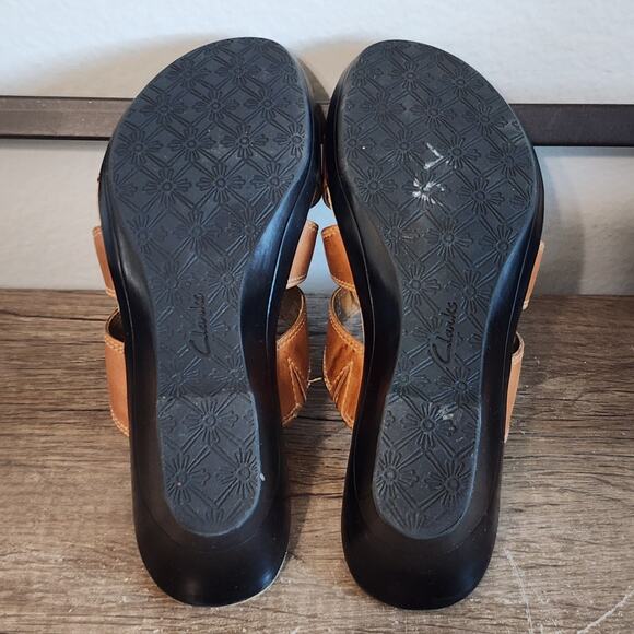 Clarks Calenne Women's Wedge Sandals Shoes Size 9 Brown - Picture 6 of 9